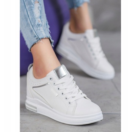 SHELOVET Zapatos blancos con cuña oculta 2
