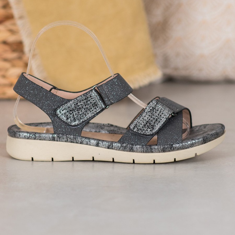 Sandalias Velcro VINCEZA negro gris 1