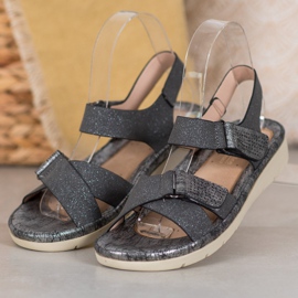 Sandalias Velcro VINCEZA negro gris 3