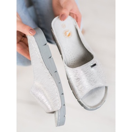 Goodin Cómodas pantuflas de cuero gris 3