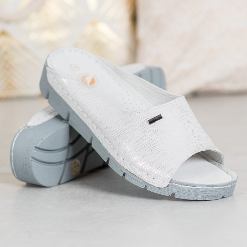 Goodin Cómodas pantuflas de cuero gris 1