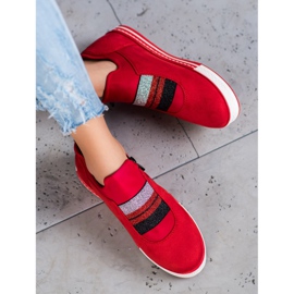 Ideal Shoes Zapatillas sin cordones con cremallera rojo 1