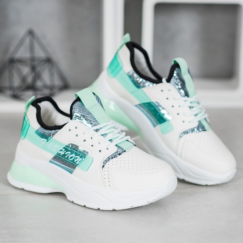 SHELOVET Zapatillas Blancas De Moda blanco verde 1