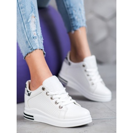 SHELOVET Zapatos calados con cuña oculta blanco 4