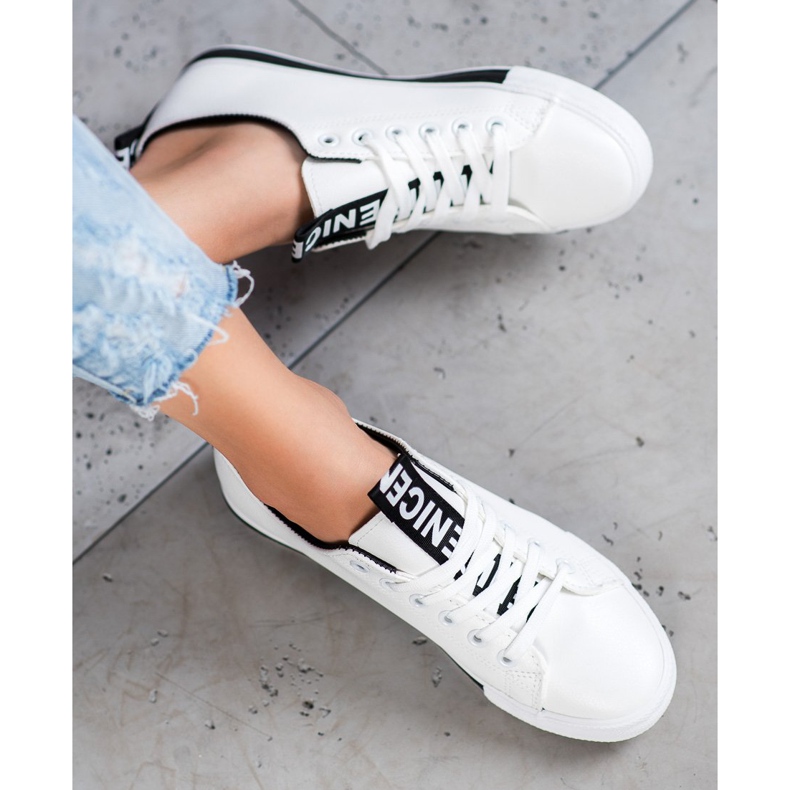 SHELOVET Deportivas Con Cuero Ecológico Agradable blanco 2