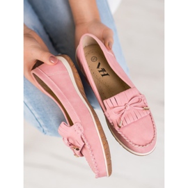 SHELOVET Mocasines de cuero ecológico rosa rosado 3