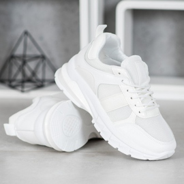 SHELOVET Zapatillas con estilo con malla blanco 2