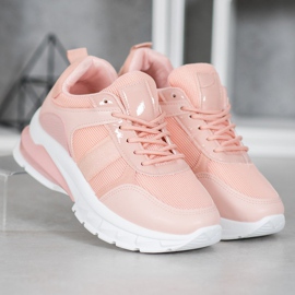 SHELOVET Zapatillas con estilo con malla rosado 2