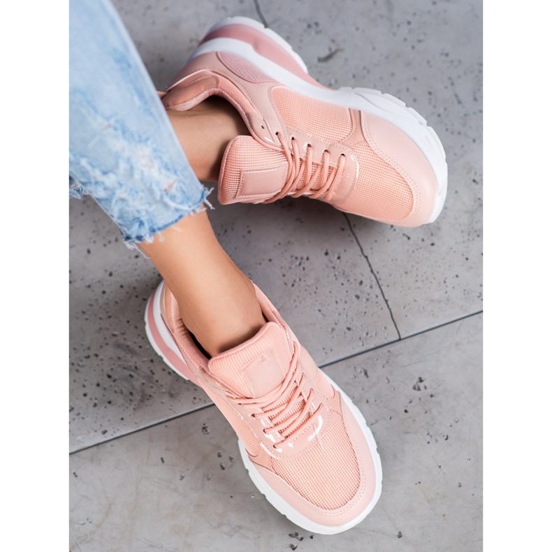 SHELOVET Zapatillas con estilo con malla rosado 1