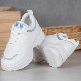 SHELOVET Zapatillas Blancas Con Efecto Holo blanco 2