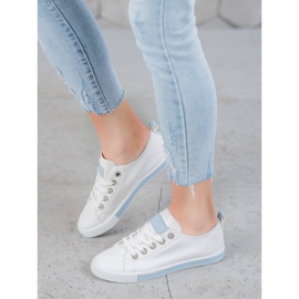 SHELOVET Zapatillas con inserciones azules blanco 4