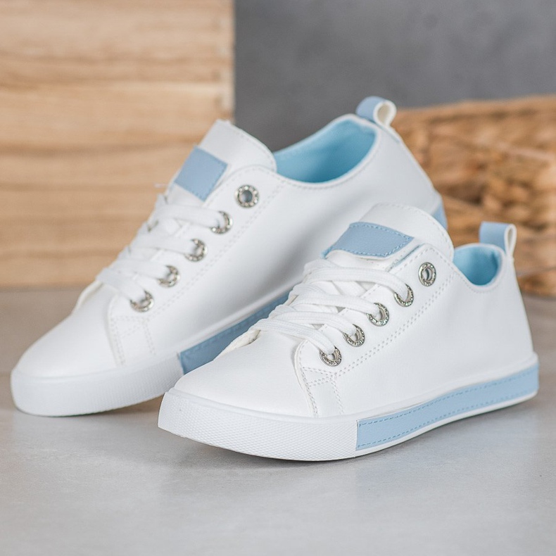 SHELOVET Zapatillas con inserciones azules blanco 1