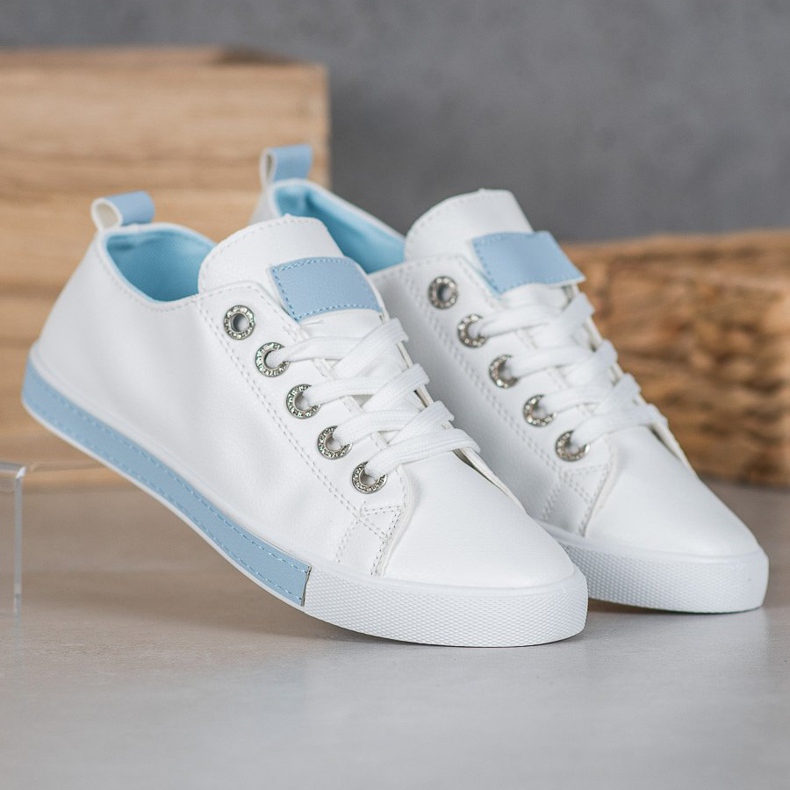 SHELOVET Zapatillas con inserciones azules blanco 2