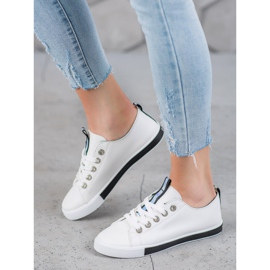 SHELOVET Zapatillas elegantes con cuero ecológico blanco 3