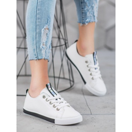 SHELOVET Zapatillas elegantes con cuero ecológico blanco 4