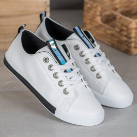 SHELOVET Zapatillas elegantes con cuero ecológico blanco 2