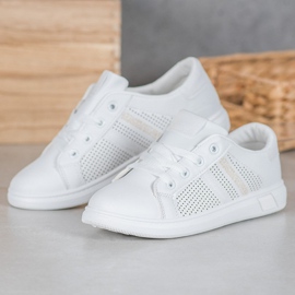 SHELOVET Zapatos deportivos blancos con purpurina 1