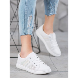 SHELOVET Zapatos deportivos blancos con purpurina 3