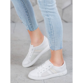 SHELOVET Zapatos deportivos blancos con purpurina 4