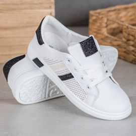 SHELOVET Zapatos deportivos blancos con purpurina negro 1