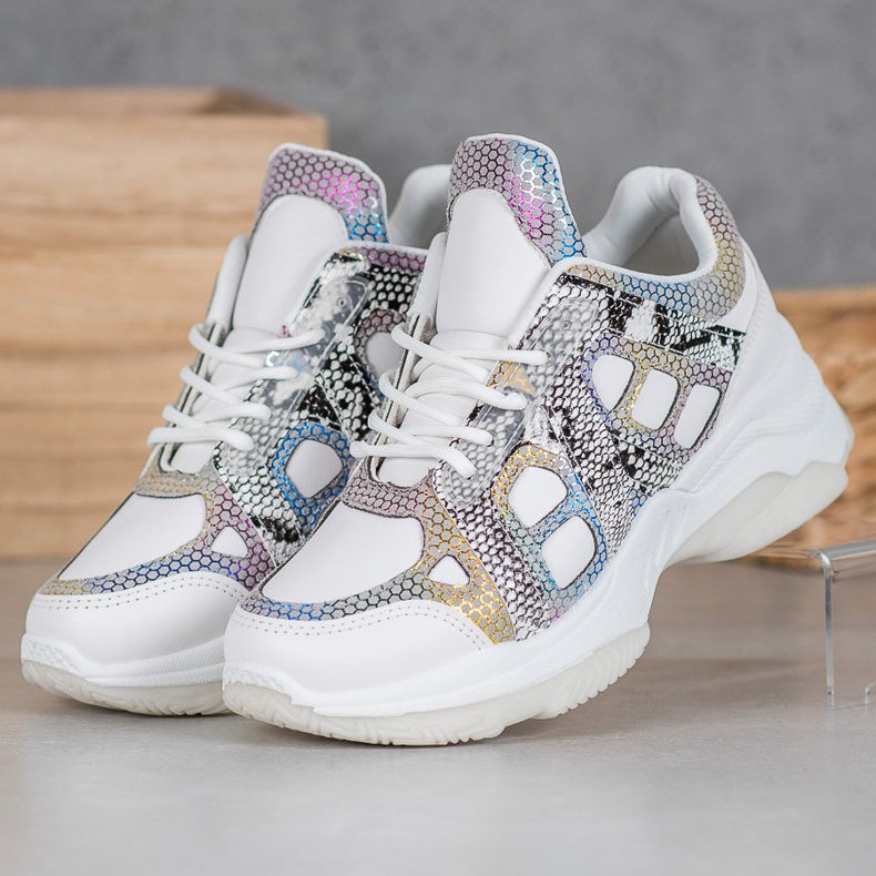 Bona Zapatillas con inserciones de colores blanco multicolor 1