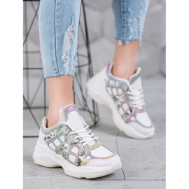 Bona Zapatillas con inserciones de colores blanco multicolor 4