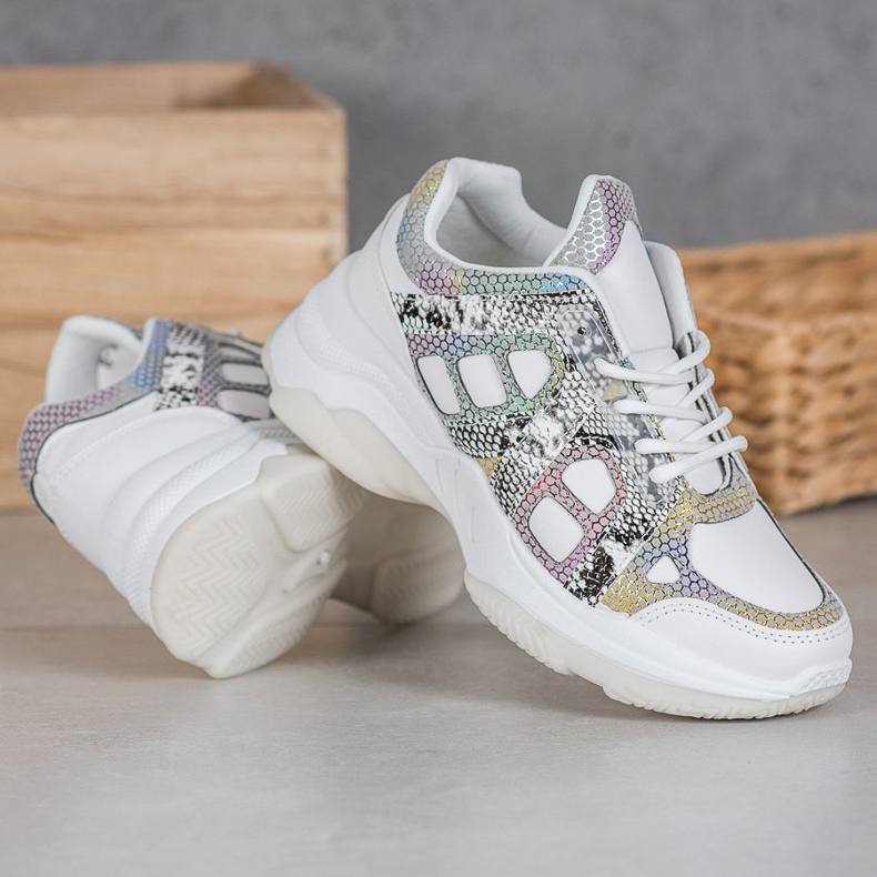 Bona Zapatillas con inserciones de colores blanco multicolor 2