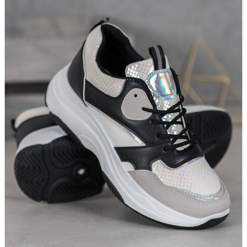 Ideal Shoes Zapatillas de plataforma casual negro multicolor amarillo 2