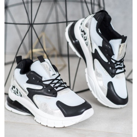 Ideal Shoes Zapatillas con inserciones negras blanco negro 3