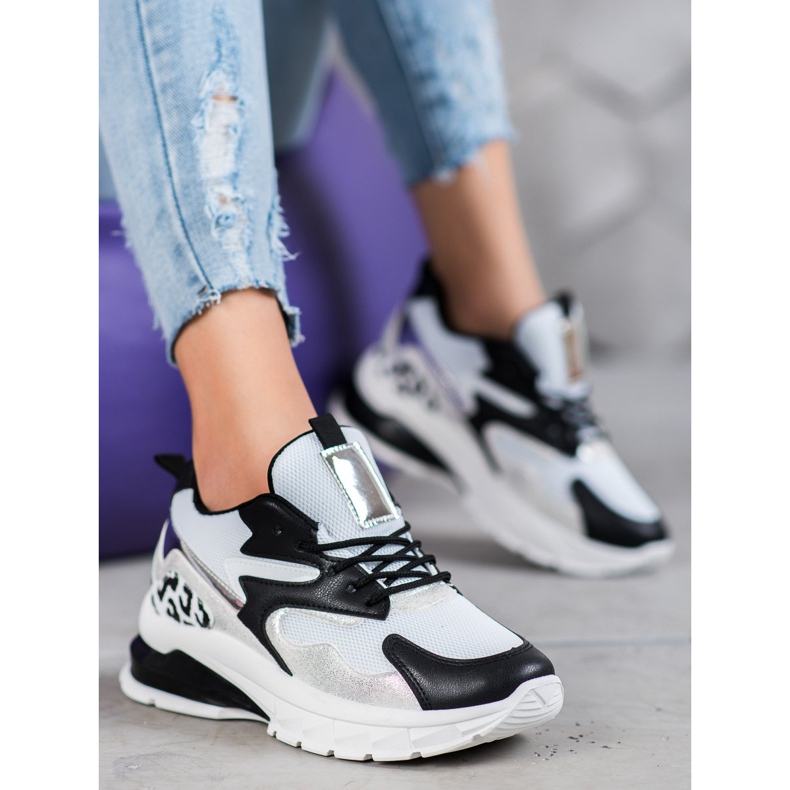 Ideal Shoes Zapatillas con inserciones negras blanco negro 1