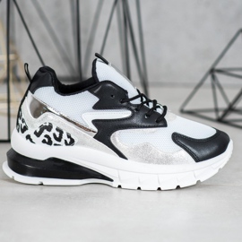Ideal Shoes Zapatillas con inserciones negras blanco negro 5