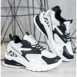 Ideal Shoes Zapatillas con inserciones negras blanco negro 6