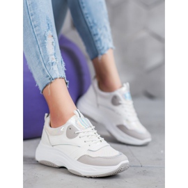 Ideal Shoes Zapatillas de plataforma casual blanco gris 3