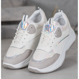 Ideal Shoes Zapatillas de plataforma casual blanco gris 1