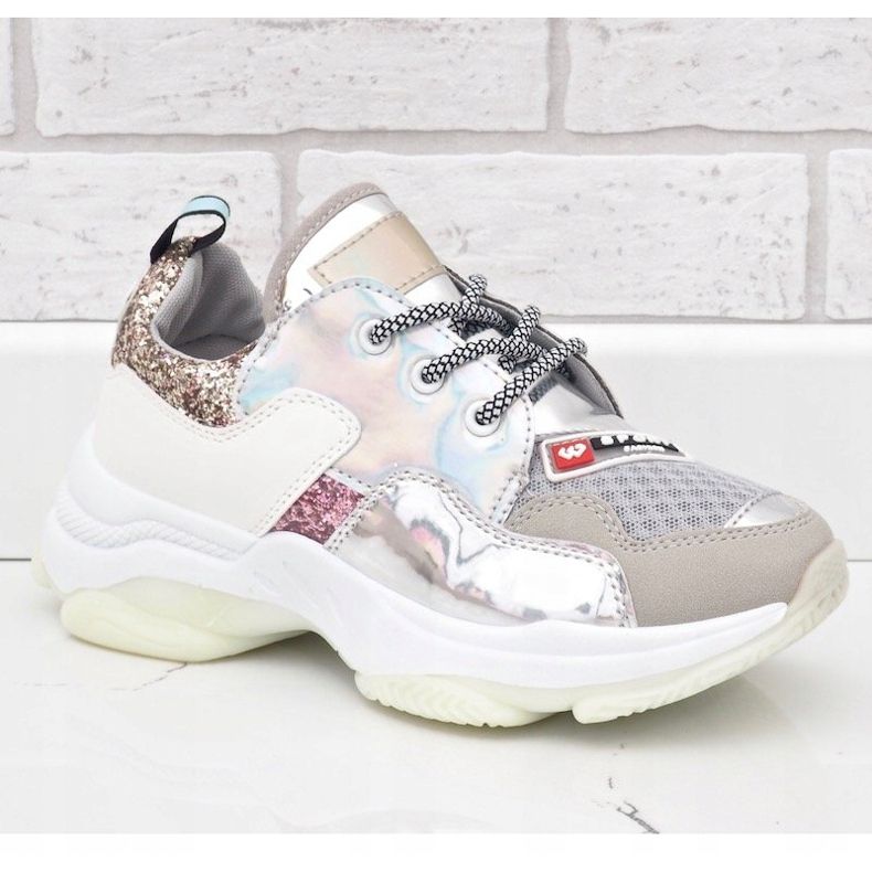 Zapatillas deportivas plateadas con estilo B0-206 gris multicolor 1