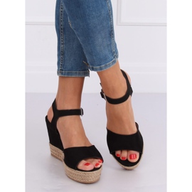 Negro Sandalias con tacón de cuña 9R195 Negro 2