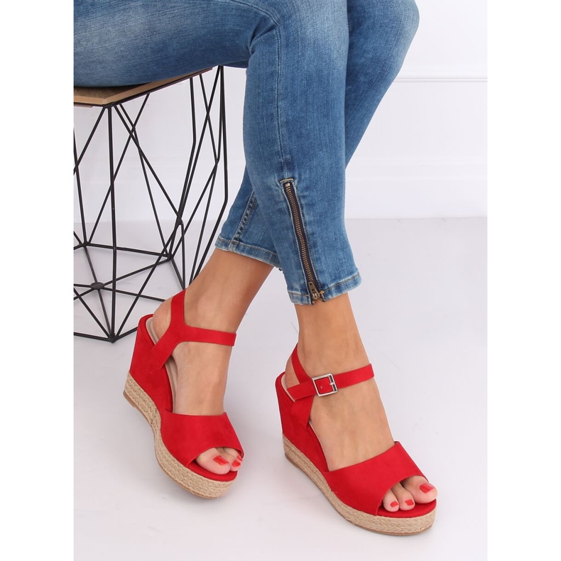 Sandalias de cuña rojas 9R195 Rojo 1