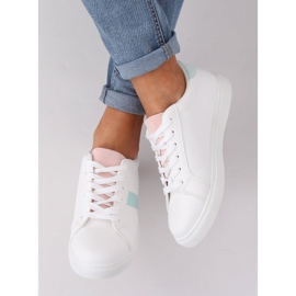 Zapatillas de mujer blancas WB811 WHITE / PINK blanco 2