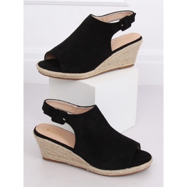 Alpargatas negras con cuñas F3303 Negro 1