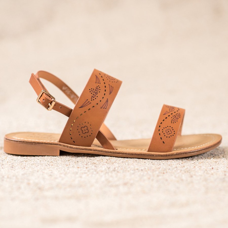 Small Swan Sandalias Con Patrón Calado marrón 2 Small Swan Sandalias Con Patrón Calado marrón 2