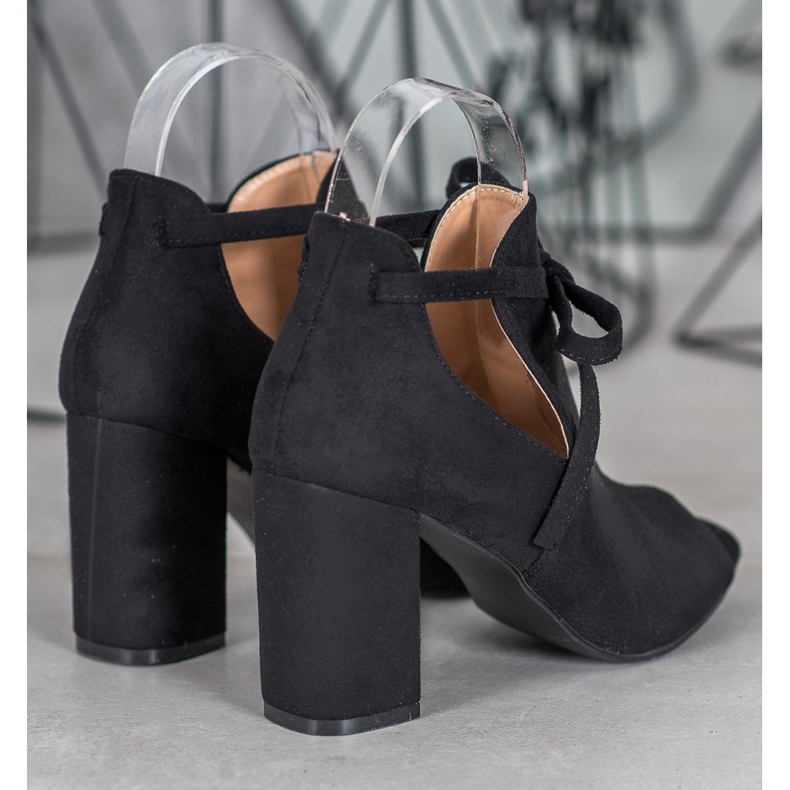 Botas VINCEZA con punta abierta atada negro 1 Botas VINCEZA con punta abierta atada negro 1