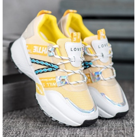 Bona Zapatillas Love Mesh blanco amarillo 2