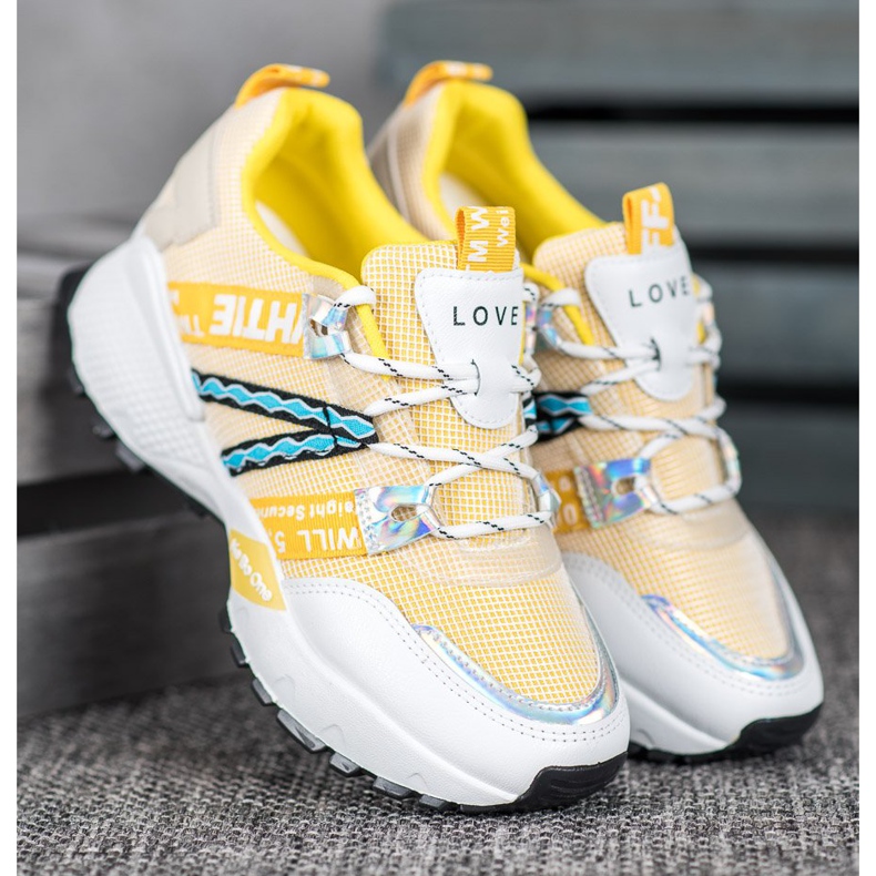 Bona Zapatillas Love Mesh blanco amarillo 2