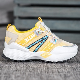 Bona Zapatillas Love Mesh blanco amarillo 1