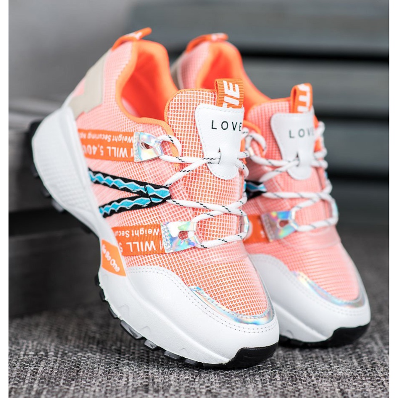Bona Zapatillas Love Mesh blanco naranja 2