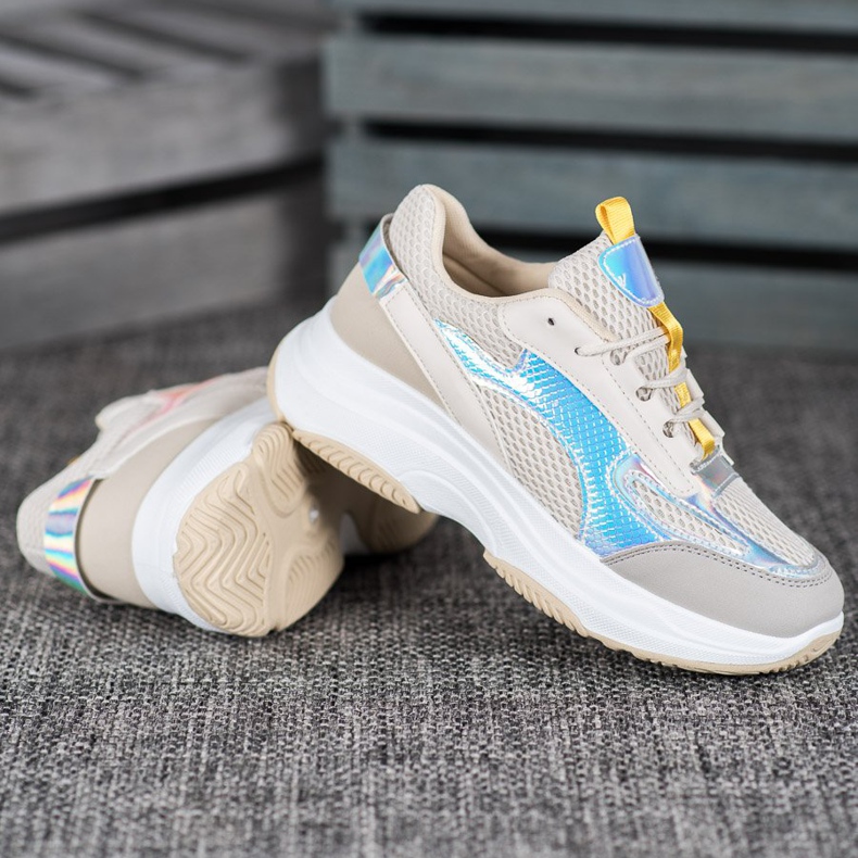 Bona Zapatillas beige con malla blanco gris multicolor 2