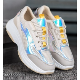 Bona Zapatillas beige con malla blanco gris multicolor 3