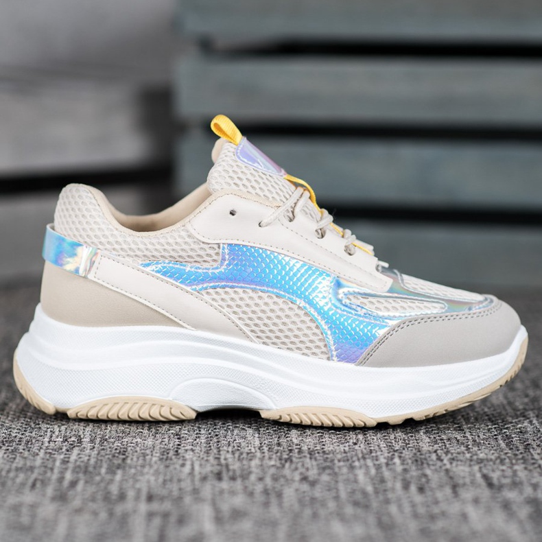 Bona Zapatillas beige con malla blanco gris multicolor 1