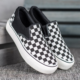 SHELOVET Slipons blanco y negro en la plataforma 1