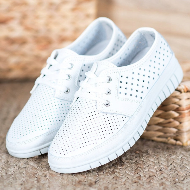 Kylie Brogues de cuero en la plataforma blanco 1